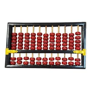 Lotus‎ Flower Brand Abacus Chinese Wooden Beads Red Black Counting Tool 8.5"x5"